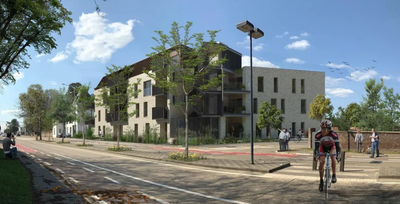 Nieuwbouwapp. met 2 slpks, terras en tuintje